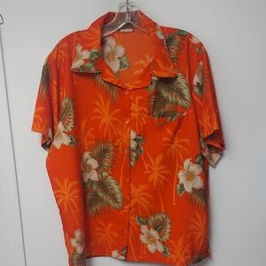 Vibrant Orange Floral Women's Casual Shirt